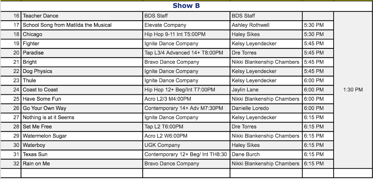 Show B